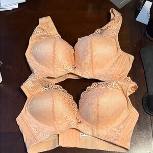 Lace Embellished Peach Bra